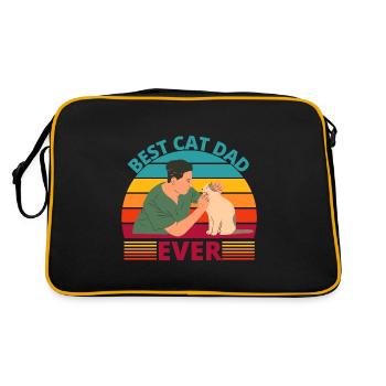 Beste Katze Papa je - Geschenk für Katzenliebhaber - Retro Tasche - Schwarz/Gold - Hinten