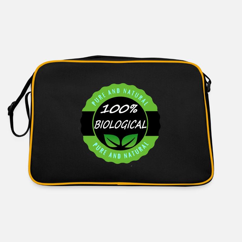 100% Bilogical Vegan - Retro Tasche - Schwarz/Gold