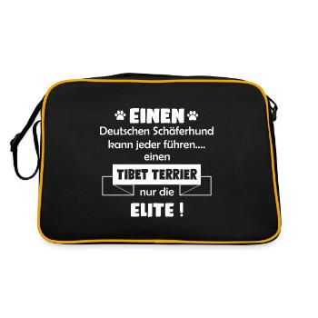 Tibet Terrier Tshirt - Tibet Terrier Hund Shirt - Retro Tasche - Schwarz/Gold - Hinten