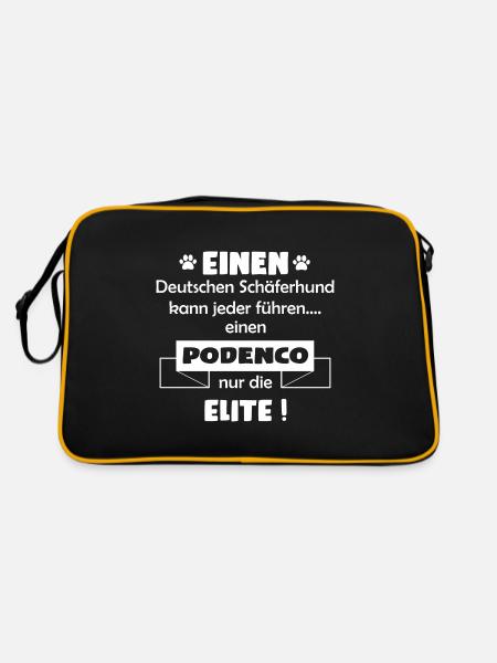 Podenco Hund - Podenco - Retro Tasche - Schwarz/Gold - Hinten