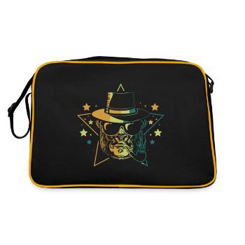 Cooler Affe Gorilla mit Sonnenbrille Cool Monkey - Retro Tasche - Schwarz/Gold - Hinten
