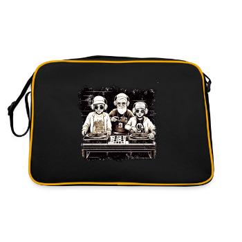Cool vieux DJs avec des lunettes de soleil et des écouteurs - Sac Retro - noir/or - Dos