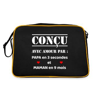 CONÇU AVEC AMOUR PAR PAPA ET MAMAN EN 9 MOIS - Sac Retro - noir/or - Dos