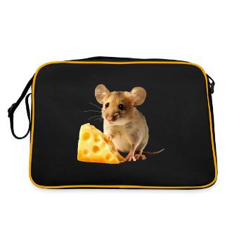 Souris avec un morceau de fromage - Sac Retro - noir/or - Dos