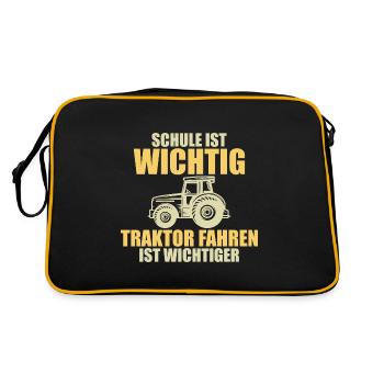 Tractor Trekker Tractor School Saying Gift - Retro Bag - black/gold - Back