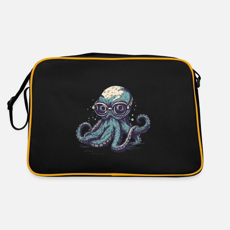 Nerdy Comic Octopus with Glasses Retro Bag