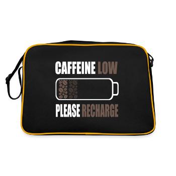 Koffeinarm Bitte aufladen - Kaffeebatterie - Retro Tasche - Schwarz/Gold - Hinten