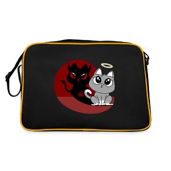 What? I Was's Not - Devil Angel Evil Cat - Retro Bag - black/gold - Back