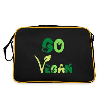 Go Vegan Veganer Veganerin Pro Veggie Green Color - Sac Retro - noir/or - Dos