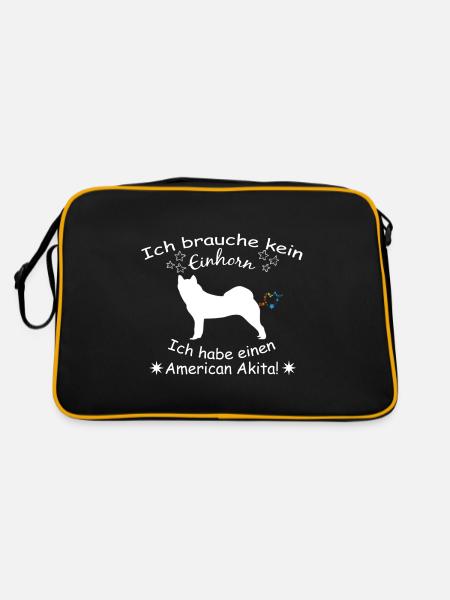 American Akita Hund - American Akita - Retro Tasche - Schwarz/Gold - Hinten