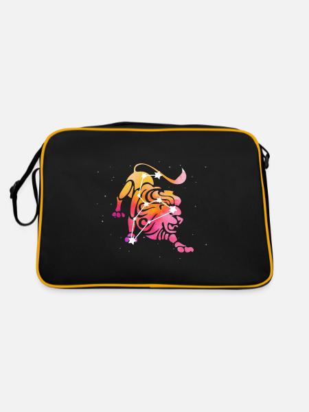 Lion Signe astrologique Horoscope Astrologie - Sac Retro - noir/or - Dos