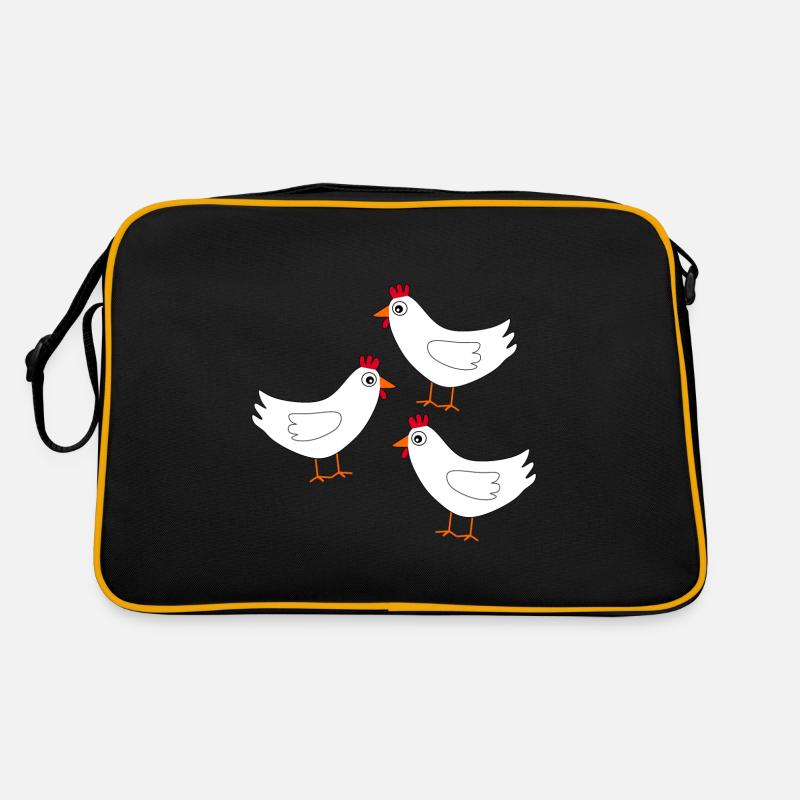 weißes Huhn lustig - Retro Tasche - Schwarz/Gold