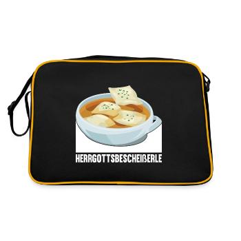 Herrgottsbescheißerle Schwäbische Maultaschen - Retro Tasche - Schwarz/Gold - Hinten