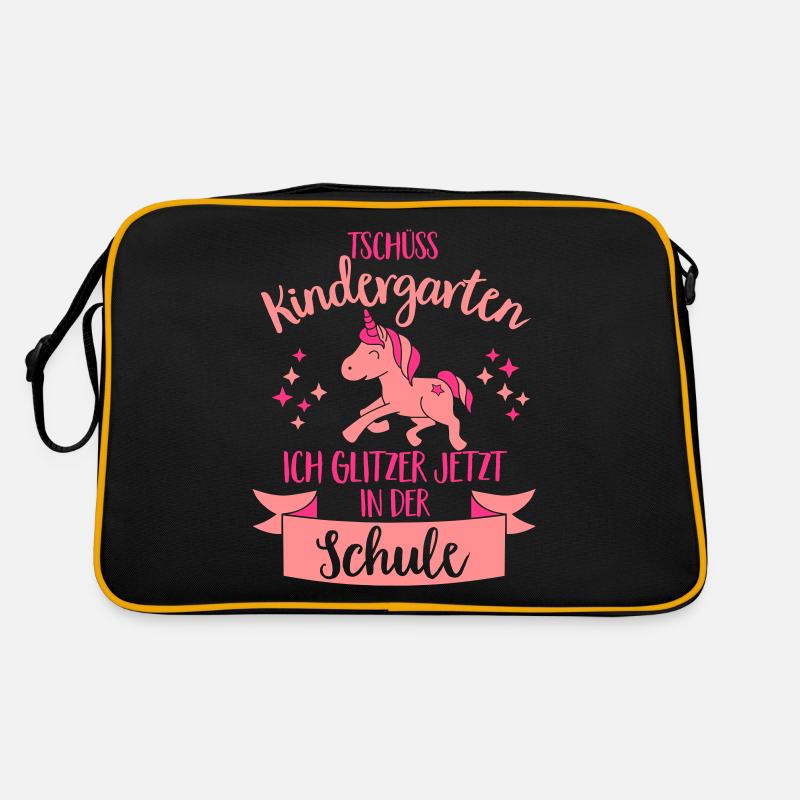 Tschüss Kindergarten, ich glitzer in der Schule - Retro Tasche - Schwarz/Gold