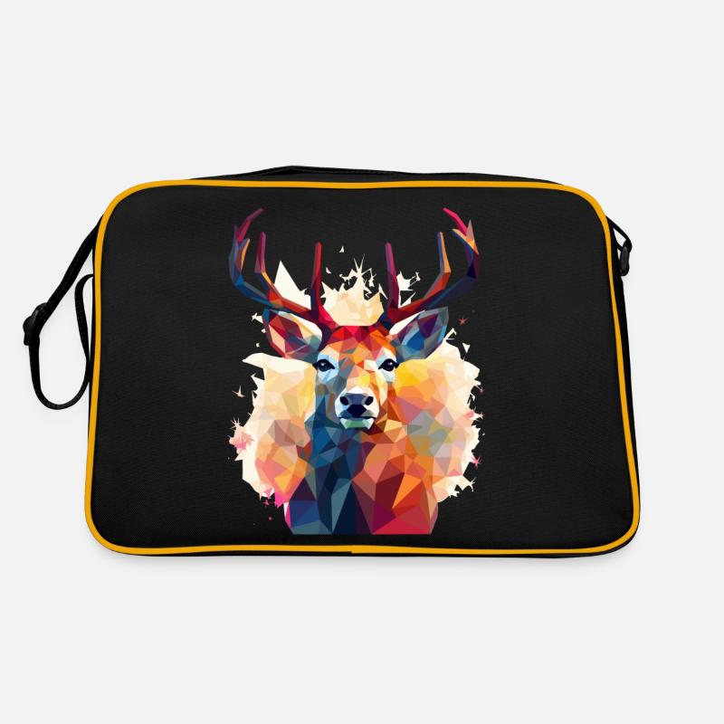Hirschkopf im Low Polygon Stil Retro Tasche