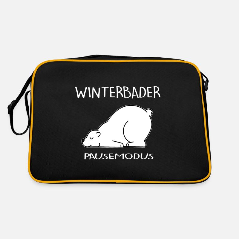 eisbader winterbader eisbär cool cold winter pause - Retro Tasche - Schwarz/Gold