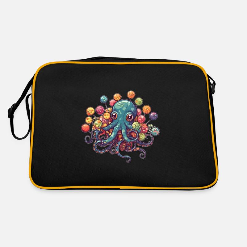 Lustiger Comic Oktopus mit Lollipops Retro Tasche