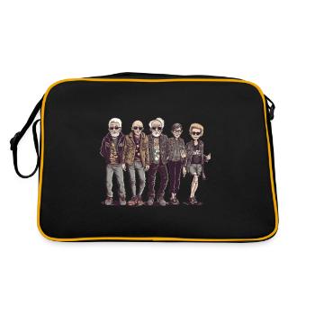 Coole Bestager Gang, Sonnenbrillen und Lederjacken - Retro Tasche - Schwarz/Gold - Hinten