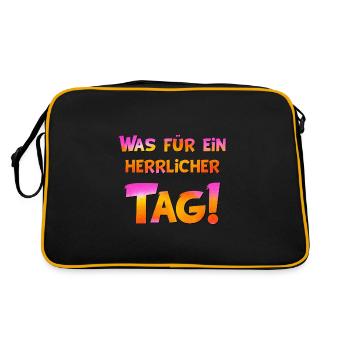 Was für ein herrlicher Tag! - Retro Tasche - Schwarz/Gold - Hinten