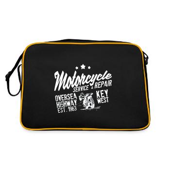 Motorradservice Reparatur Key West - Retro Tasche - Schwarz/Gold - Hinten