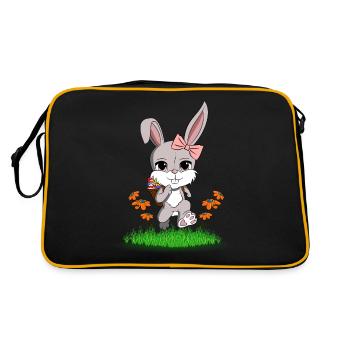 Lapin de Pâques avec des oeufs colorés dans le panier - Sac Retro - noir/or - Dos