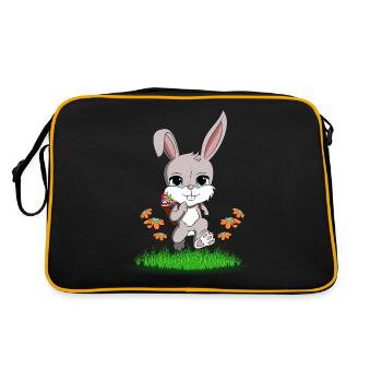 Lapin de Pâques avec des oeufs de Pâques dans le panier - Sac Retro - noir/or - Dos