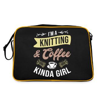I'm A Knitting And Coffee Kinda Girl - Knitting - Retro Bag - black/gold - Back