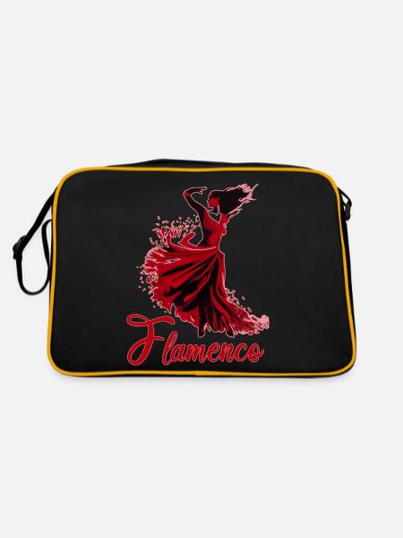 Flamenco Tanz Andalusien Spanischer Tanz - Retro Tasche - Schwarz/Gold - Hinten