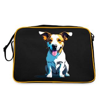Jack Russel panting - Retro Bag - black/gold - Back