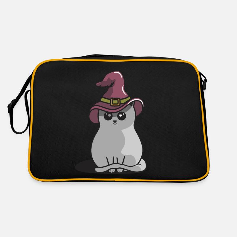 Halloween Katze - Retro Tasche - Schwarz/Gold