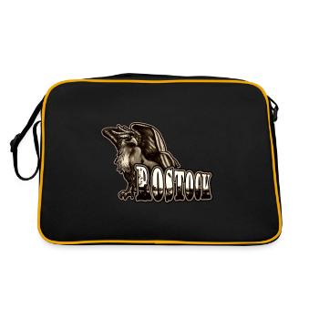 Rostock Sepia Greif | Yolo-Artwork - Retro Tasche - Schwarz/Gold - Hinten