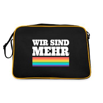 WIR SIND MEHR - FCK NZS, Gegen Rechts - Retro Tasche - Schwarz/Gold - Hinten