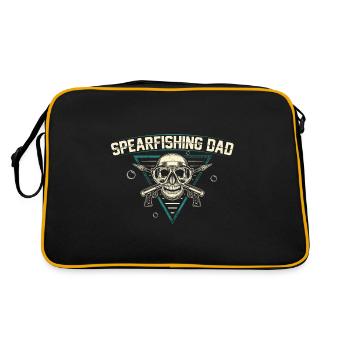 Speerfischen Vater | Geschenkidee für Speerfischer - Retro Tasche - Schwarz/Gold - Hinten
