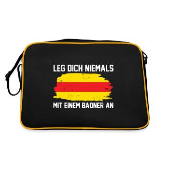 Badische Flagge - Retro Tasche - Schwarz/Gold - Hinten