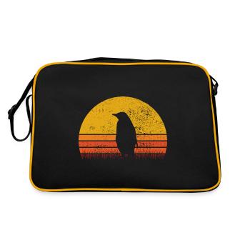 Pinguin Pinguine Tier Eis Vogel Retro Geschenk - Retro Tasche - Schwarz/Gold - Hinten