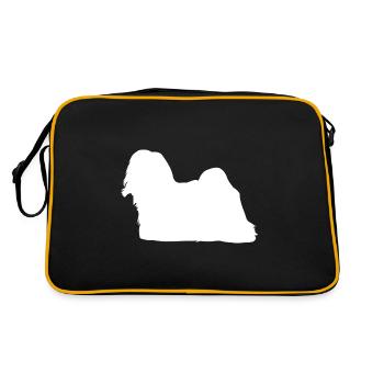Lhasa Apso - Lhasa Apso Hund - Retro Tasche - Schwarz/Gold - Hinten