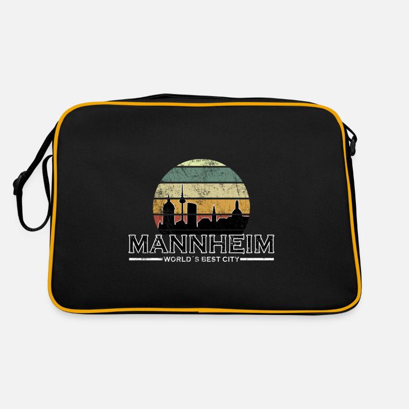 Lustig Mannheim Retro - Retro Tasche - Schwarz/Gold