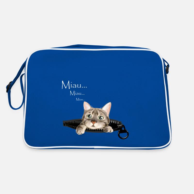 Le chaton sort de sa poche zippée... Sac Retro