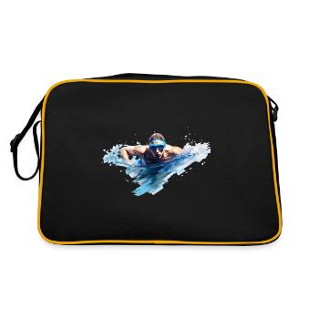 Schwimmen ist eine beliebte Sportart - Retro Tasche - Schwarz/Gold - Hinten