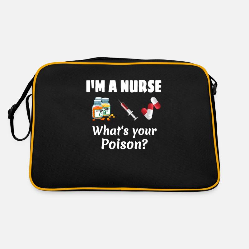 Krankenschwester - Retro Tasche - Schwarz/Gold
