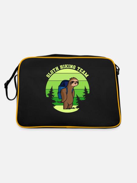 Faultier Wandern Team - Retro Tasche - Schwarz/Gold - Hinten