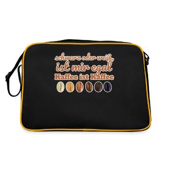 Kaffee Schwarz oder Weiß ist egal - Retro Tasche - Schwarz/Gold - Hinten