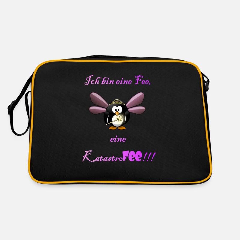 Ich bin eine Fee, eine KatastroFEE - Retro Tasche - Schwarz/Gold