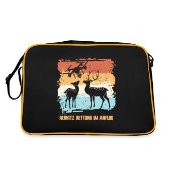 Drohne Drohnen fliegen Rehkitzrettung - Retro Tasche - Schwarz/Gold - Hinten