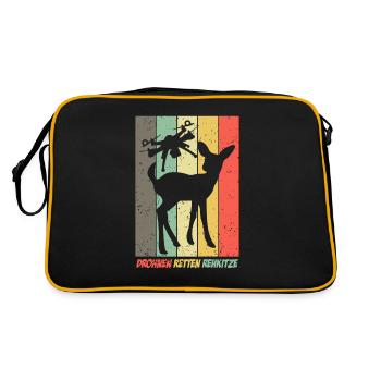 Drohne Drohnen fliegen Rehkitzrettung - Retro Tasche - Schwarz/Gold - Hinten