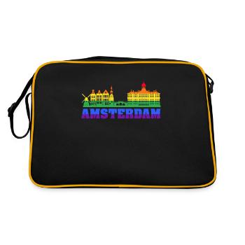 LGBT Pride Gay Amsterdam - Retro Tasche - Schwarz/Gold - Hinten