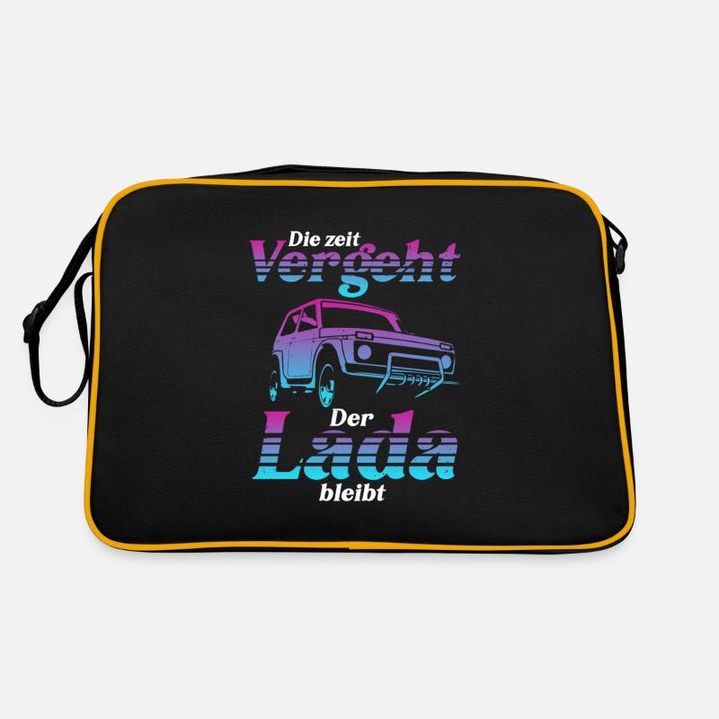 Lada Niva SUV Offroad Geschenk - Retro Tasche - Schwarz/Gold