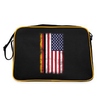 German American Flag USA German - Retro Tasche - Schwarz/Gold - Hinten
