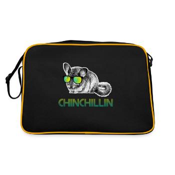 Dabbing Chinchillin Animal Lover - Retro Tasche - Schwarz/Gold - Hinten