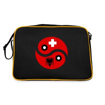 Suisse Albanie Kosovo Amitié - Sac Retro - noir/or - Dos
